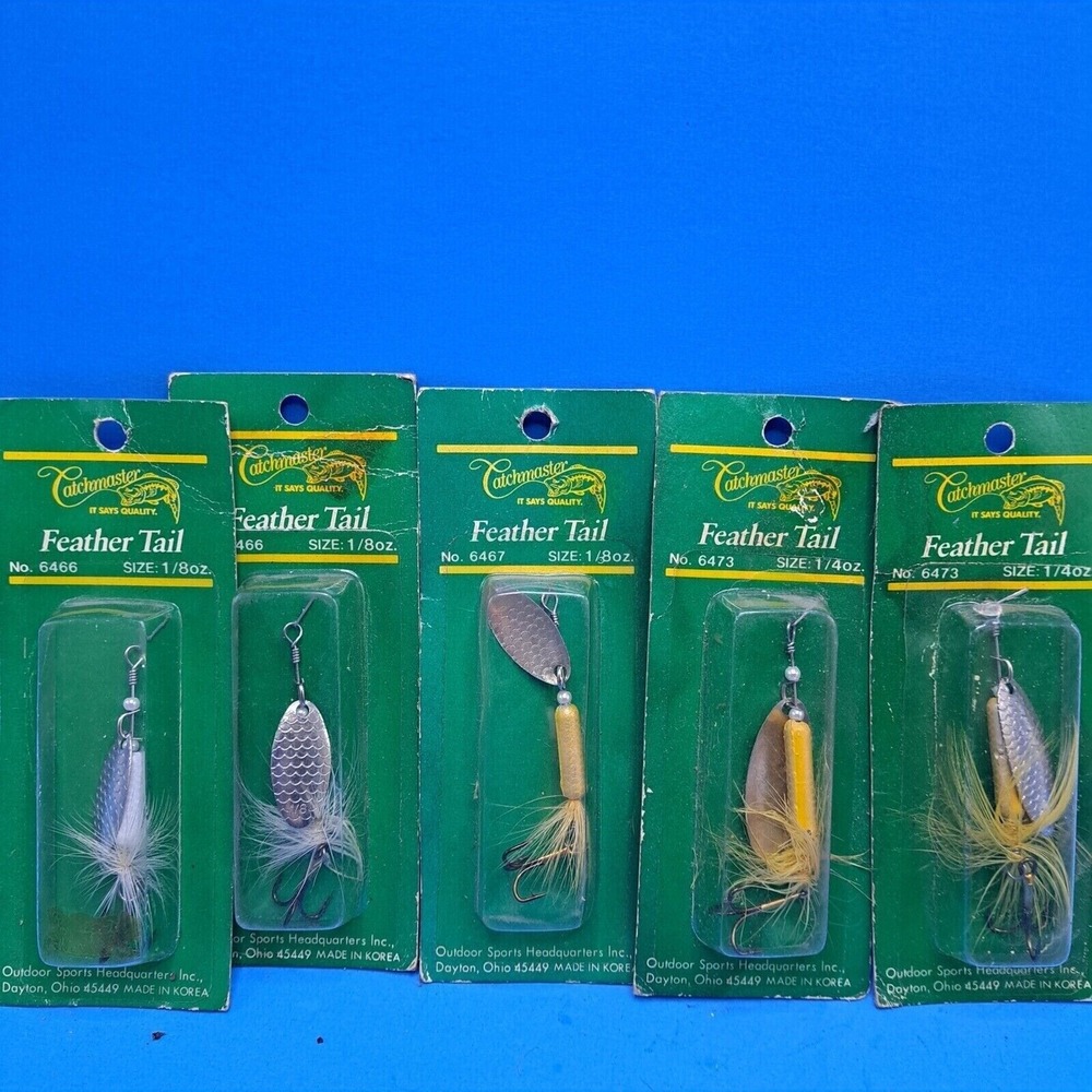 Catchmaster‎ Feather Tail Spinner Lure Lot Vintage 1/8oz 1/4oz Fishing Bait VTG